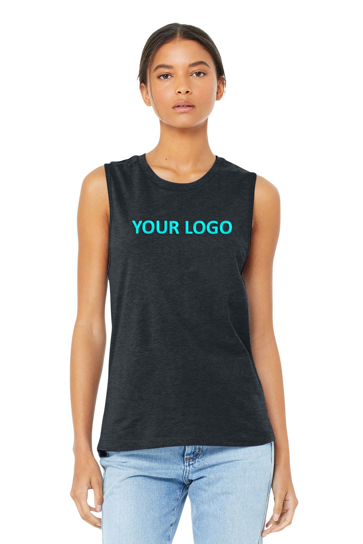 Bella Canvas Womens Jersey Muscle Tank, Dark Grey Heather