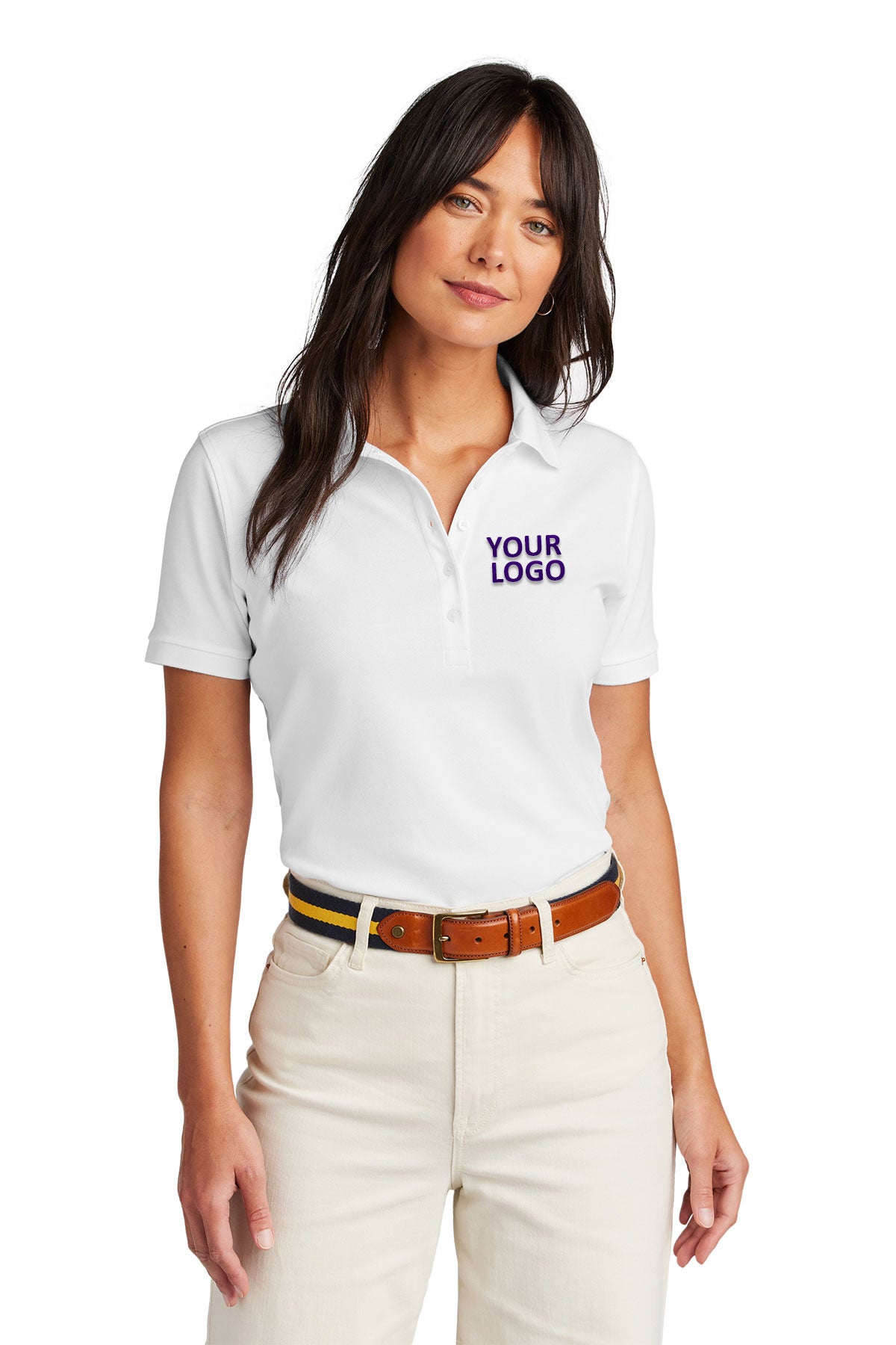 Brooks Brothers Women’s Pima Cotton Pique Custom Polos, White [Spring Meadow Nursery]