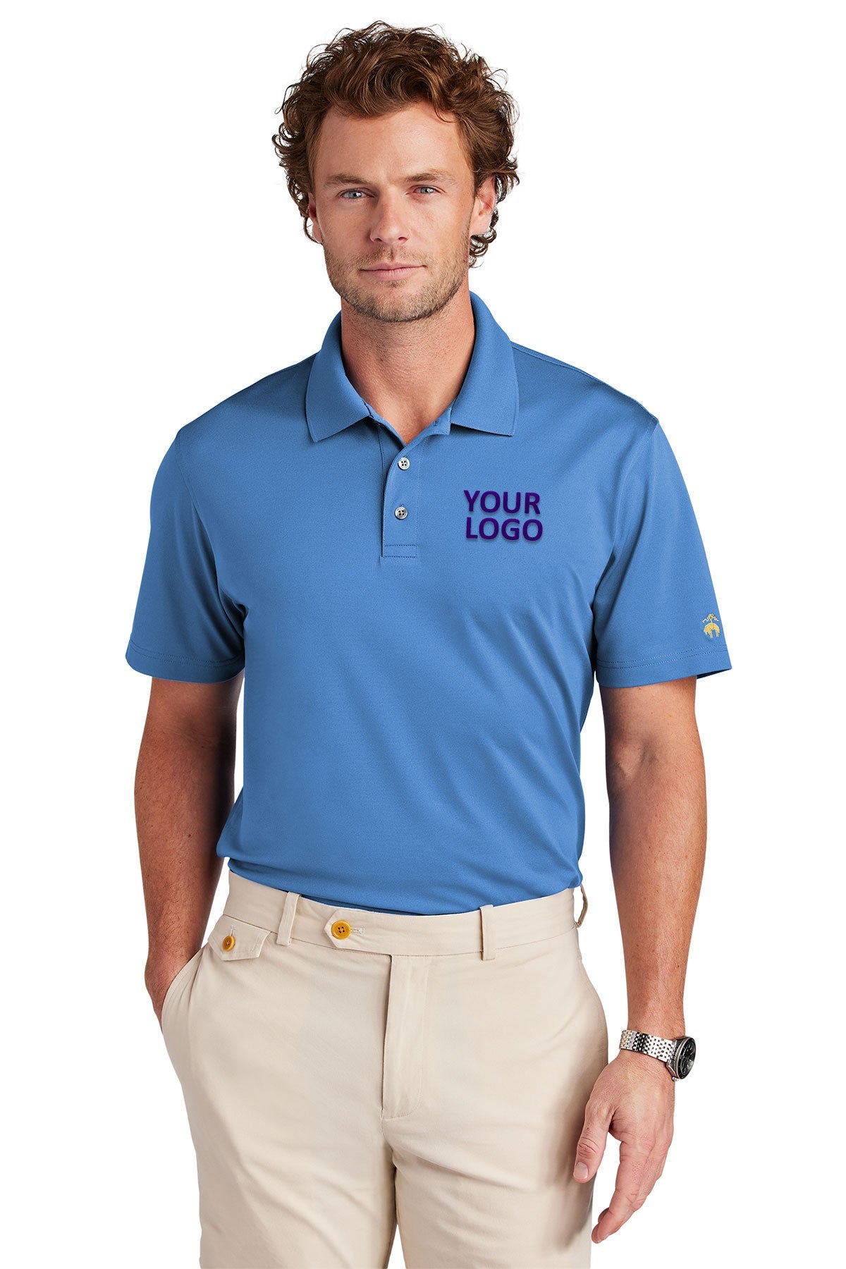 Brooks Brothers Mesh Pique Performance Custom Polos, Charter Blue