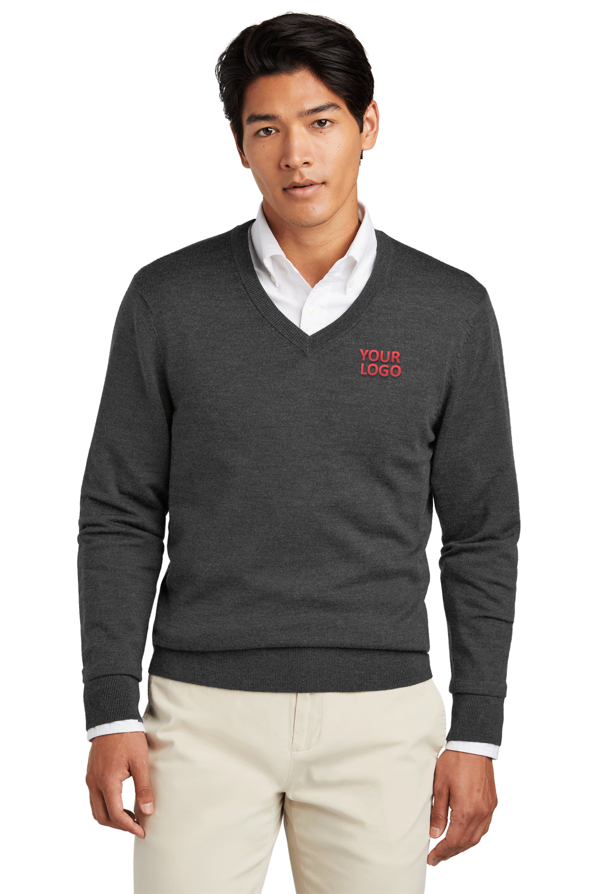 Brooks Brothers Windsor Grey Heather BB18410 custom logo sweatshirts