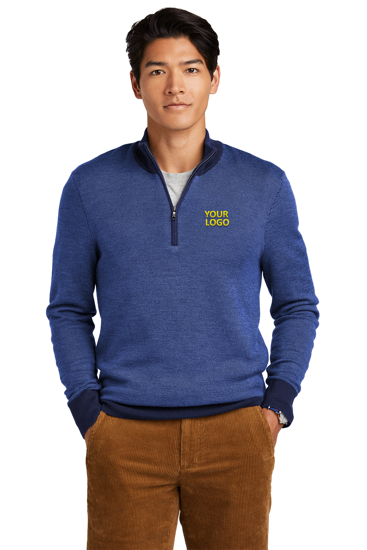 Brooks Brothers Navy/ Compass Blue BB18412 custom embroidered sweatshirts