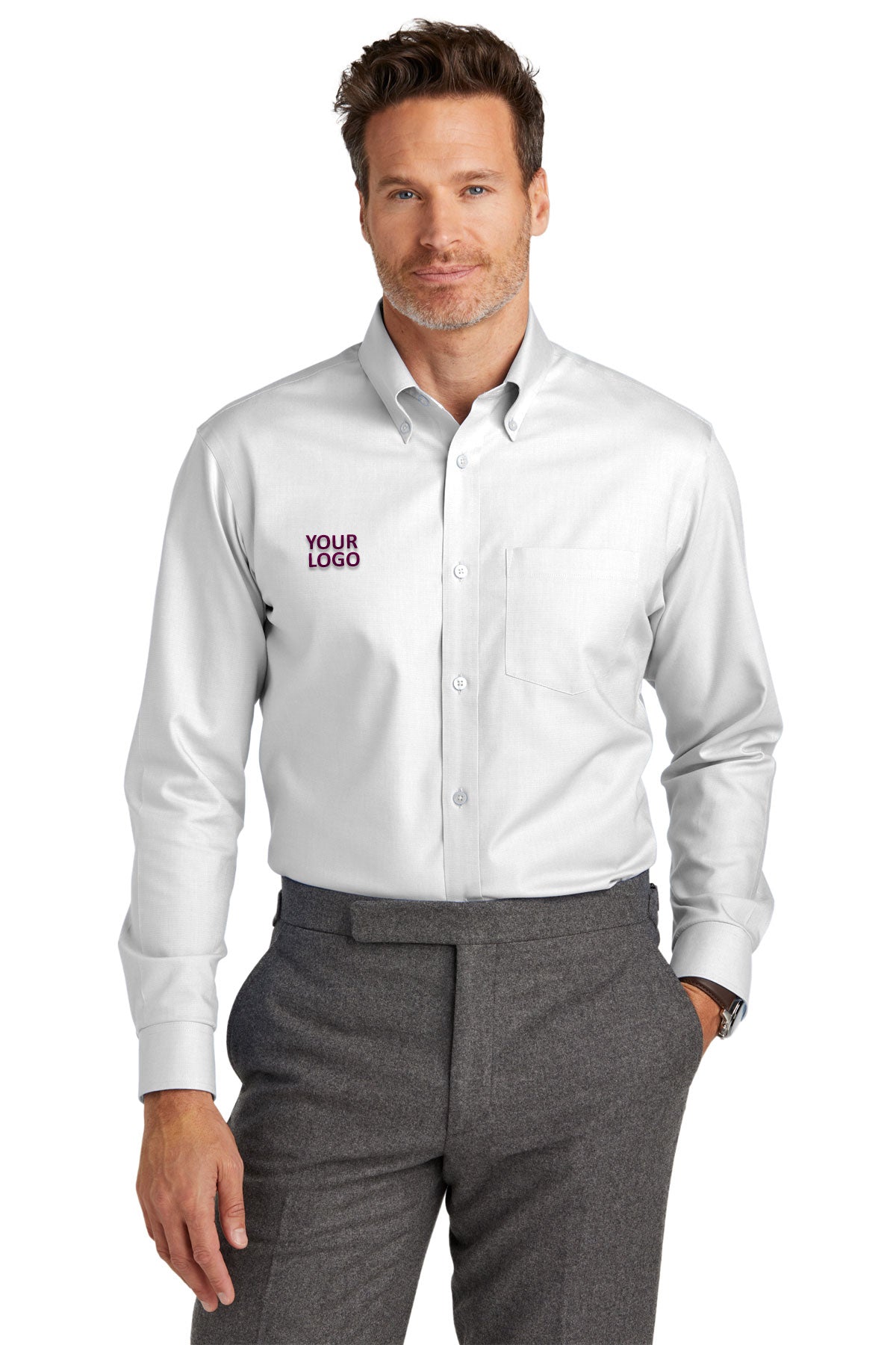 Brooks Brothers White TBB18002 company logo shirts