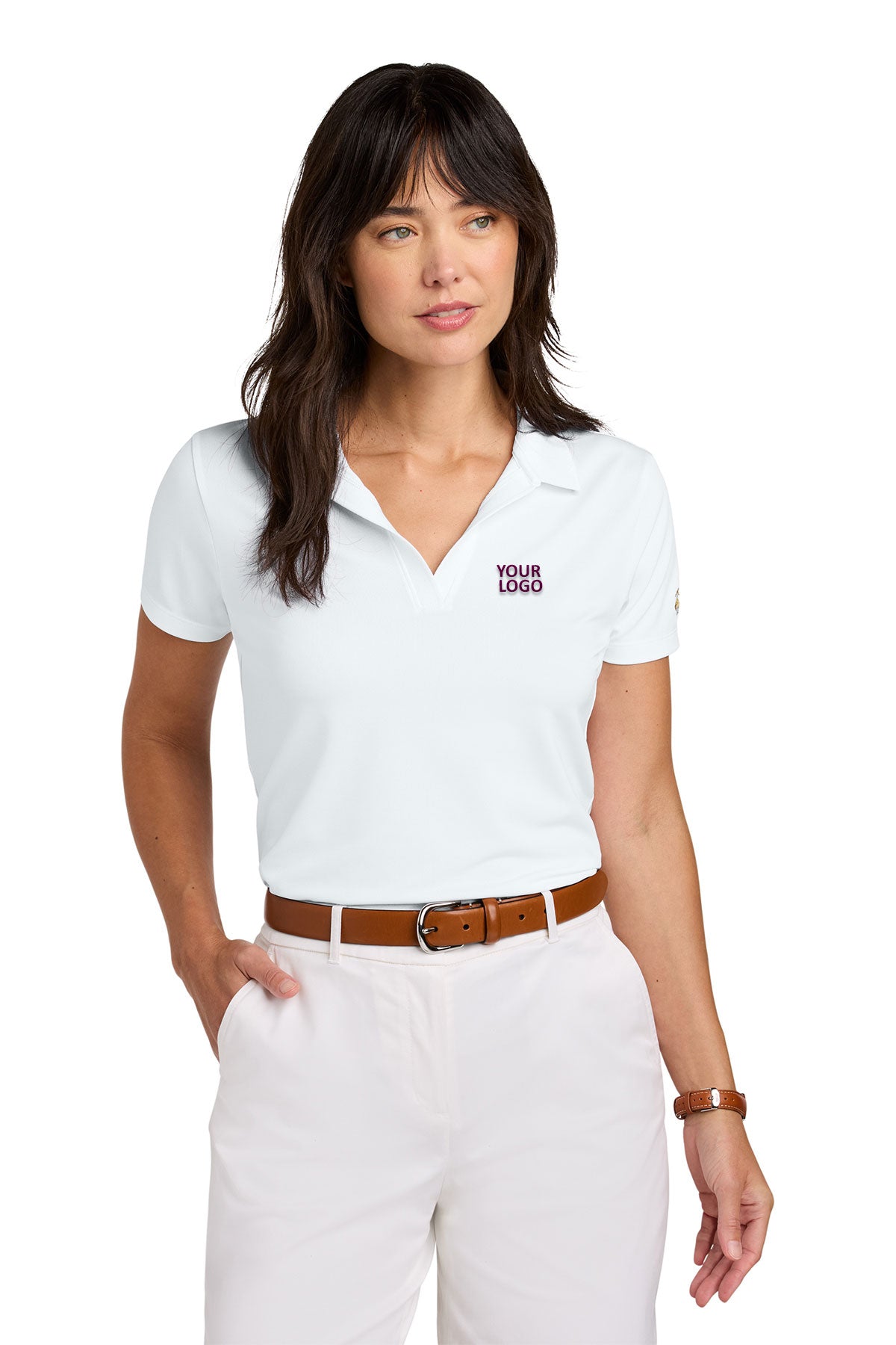 Brooks Brothers Womens Mesh Pique Performance Custom Polos, White [Spring Meadow Nursery]