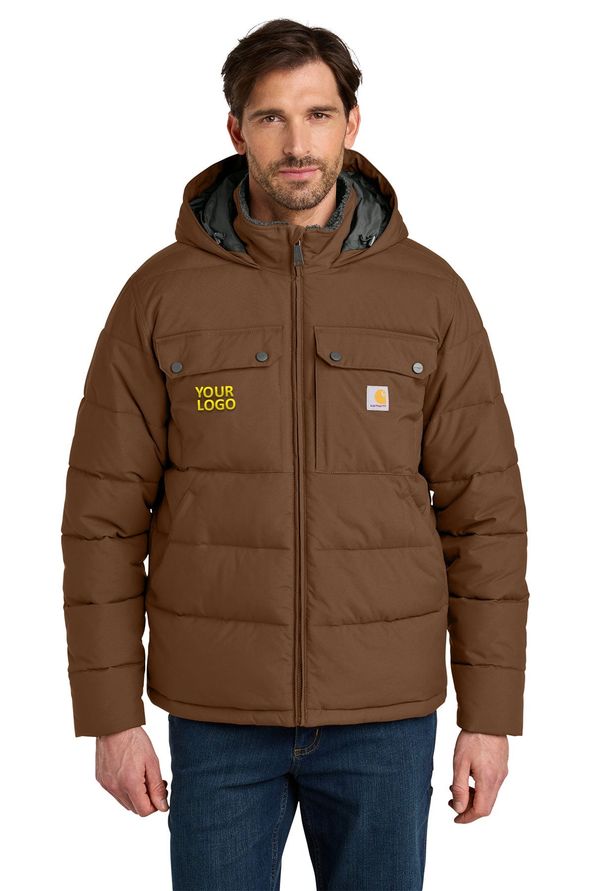 Carhartt Montana Insulated Hooded Custom Jackets, Red Duck Brown