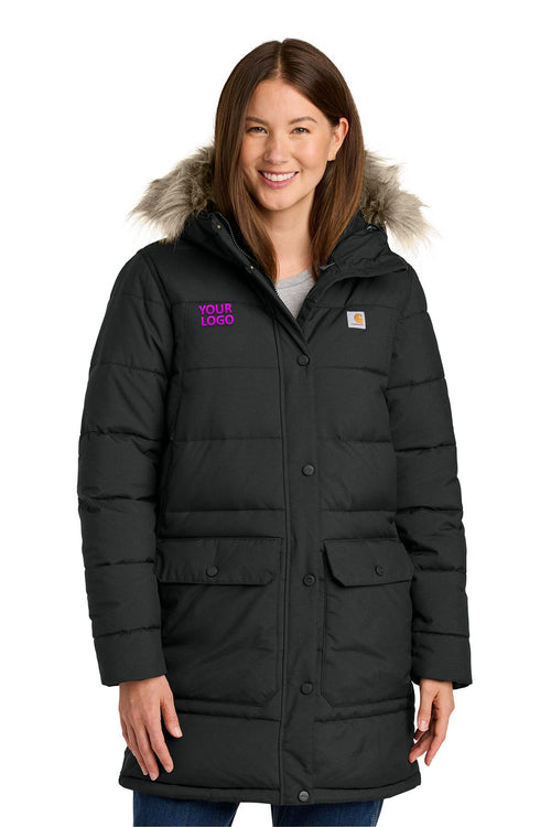Carhartt Montana Insulated Hooded Custom Jackets, Red Duck Brown
