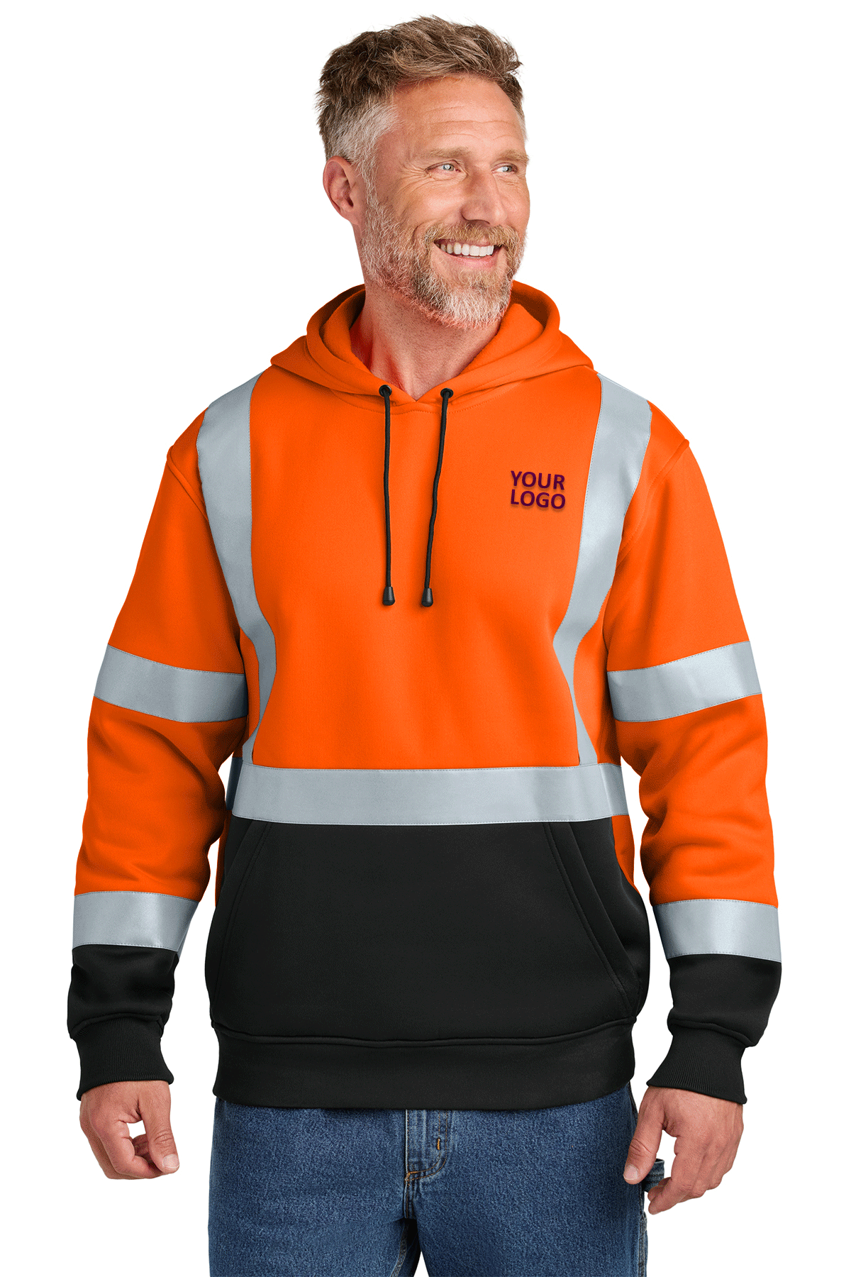 CornerStone ANSI 107 Class 3 Heavy-Duty Fleece Custom Pullover Hoodies, Safety Orange [Vicon Construction]