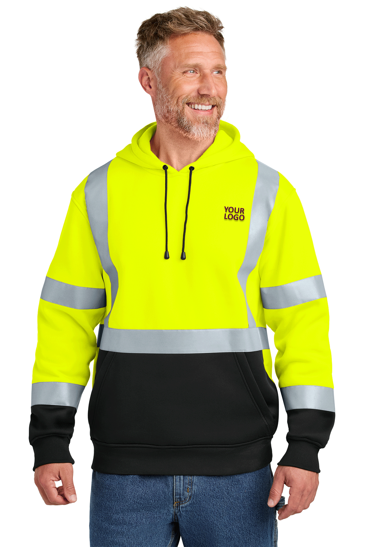CornerStone ANSI 107 Class 3 Heavy-Duty Fleece Custom Pullover Hoodies, Safety Yellow [Vicon Construction]