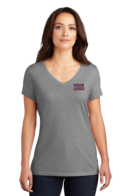 District Perfect Tri V-Neck Custom Tees, Grey Frost