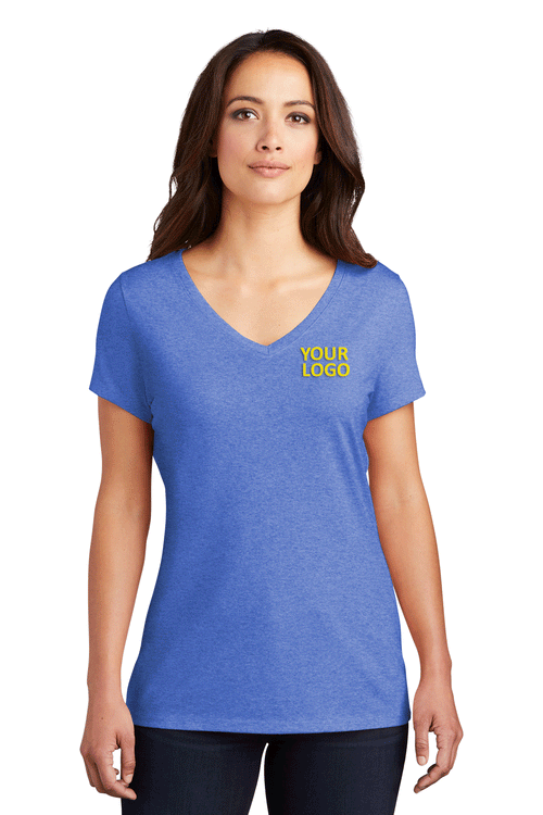 District Perfect Tri V-Neck Custom Tees, Royal Frost