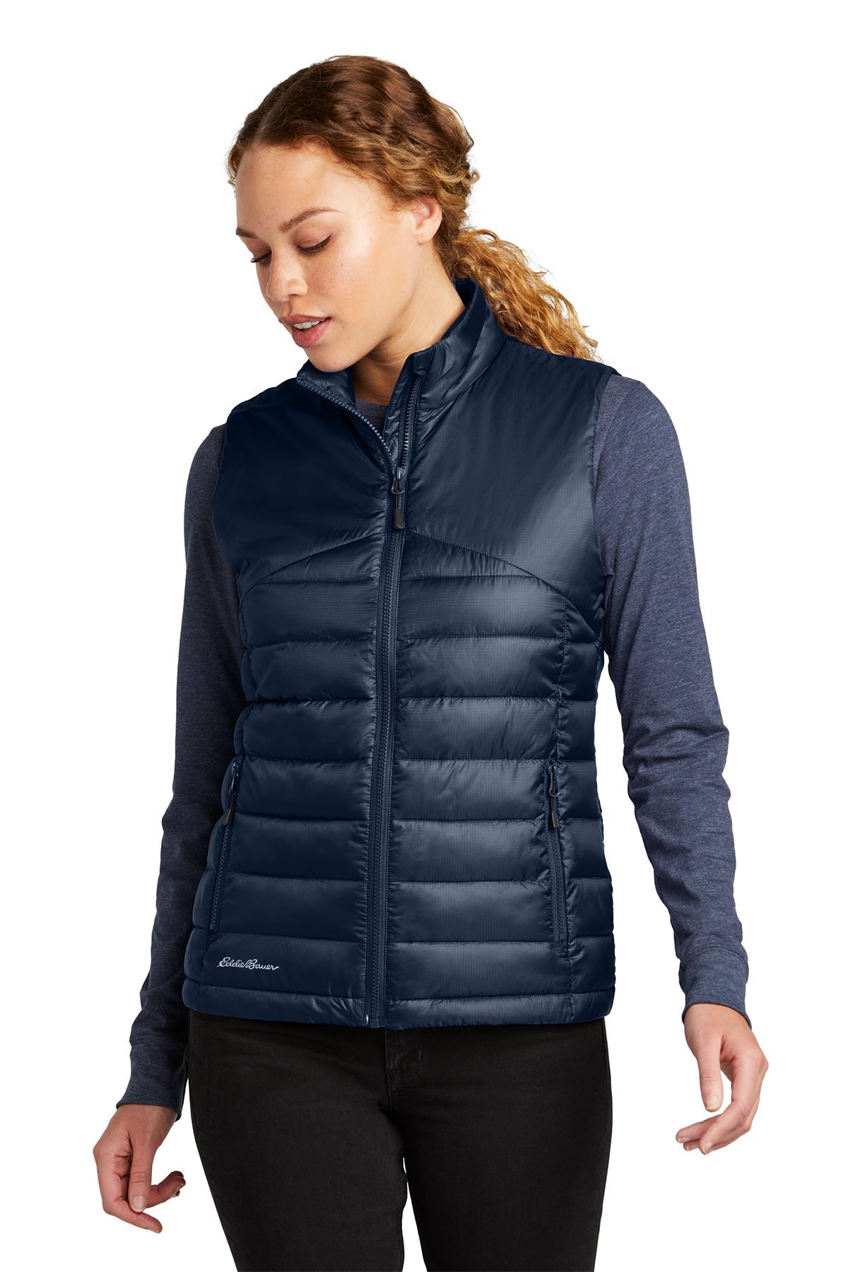 Eddie Bauer Ladies Customized Quilted Vests, River Blue Navy [Glazing Solutions]
