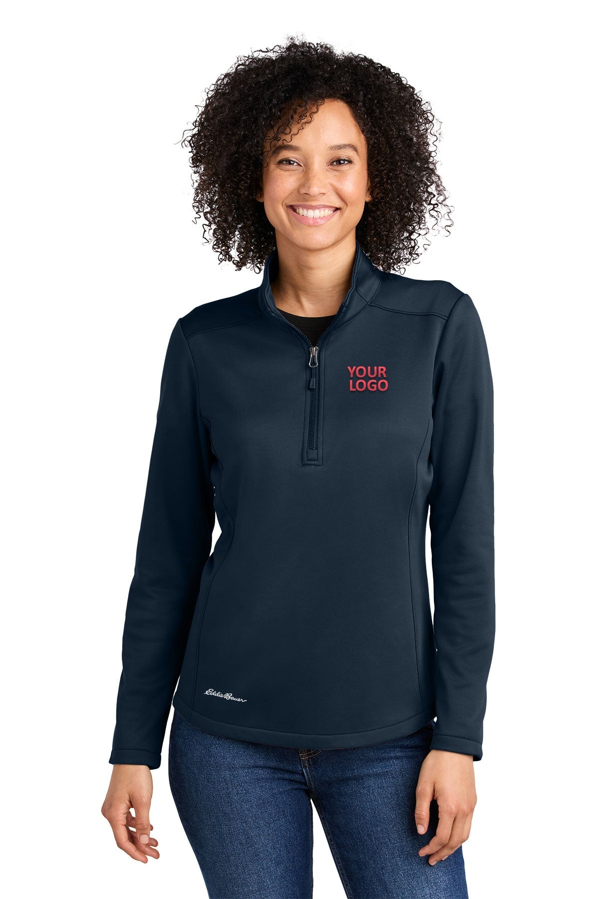 Eddie Bauer Womens Smooth Mid Layer Fleece Custom 1/2-Zips, River Blue Navy