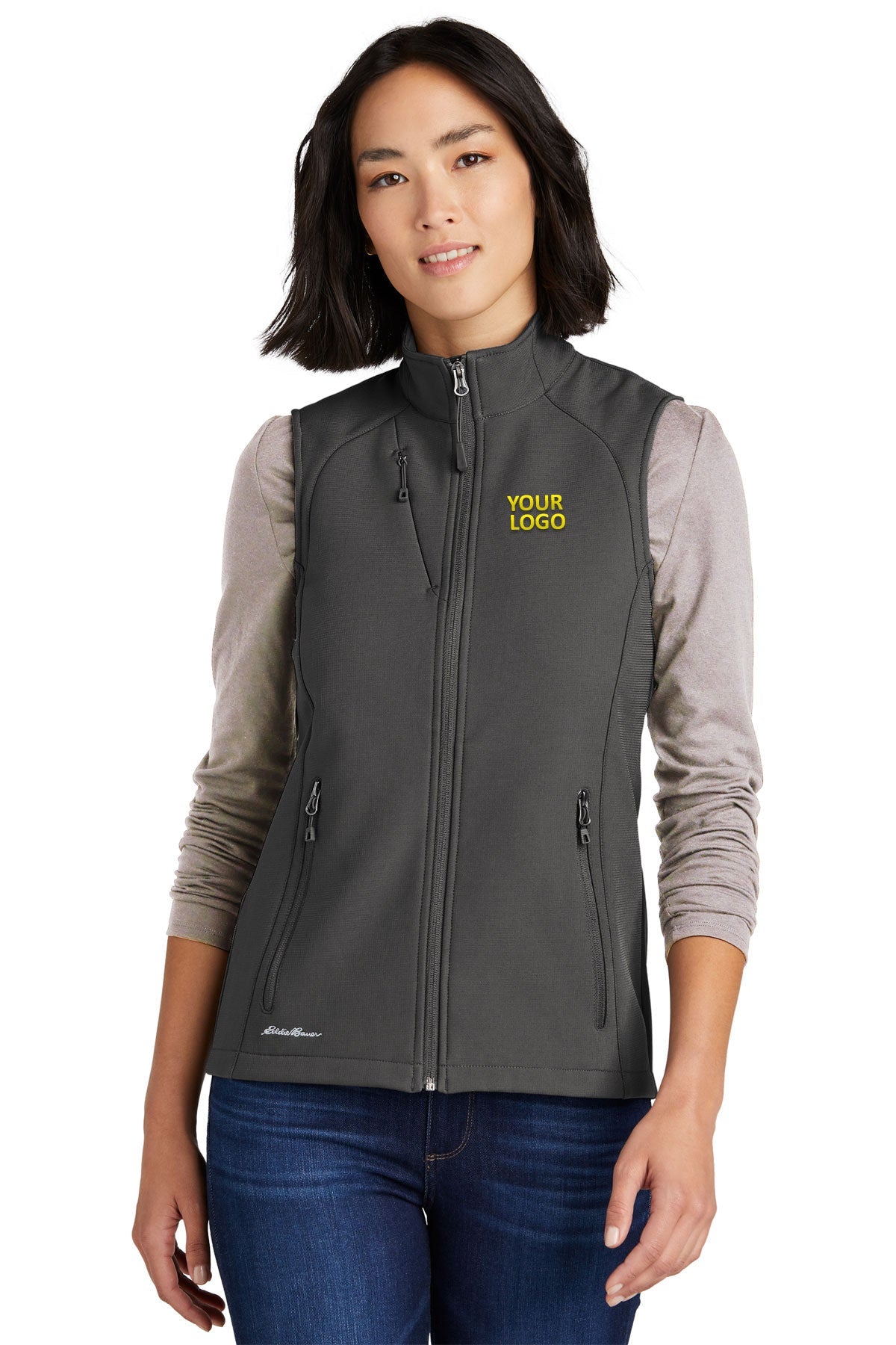 Eddie Bauer Womens Stretch Soft Shell Custom Vests, Iron Gate