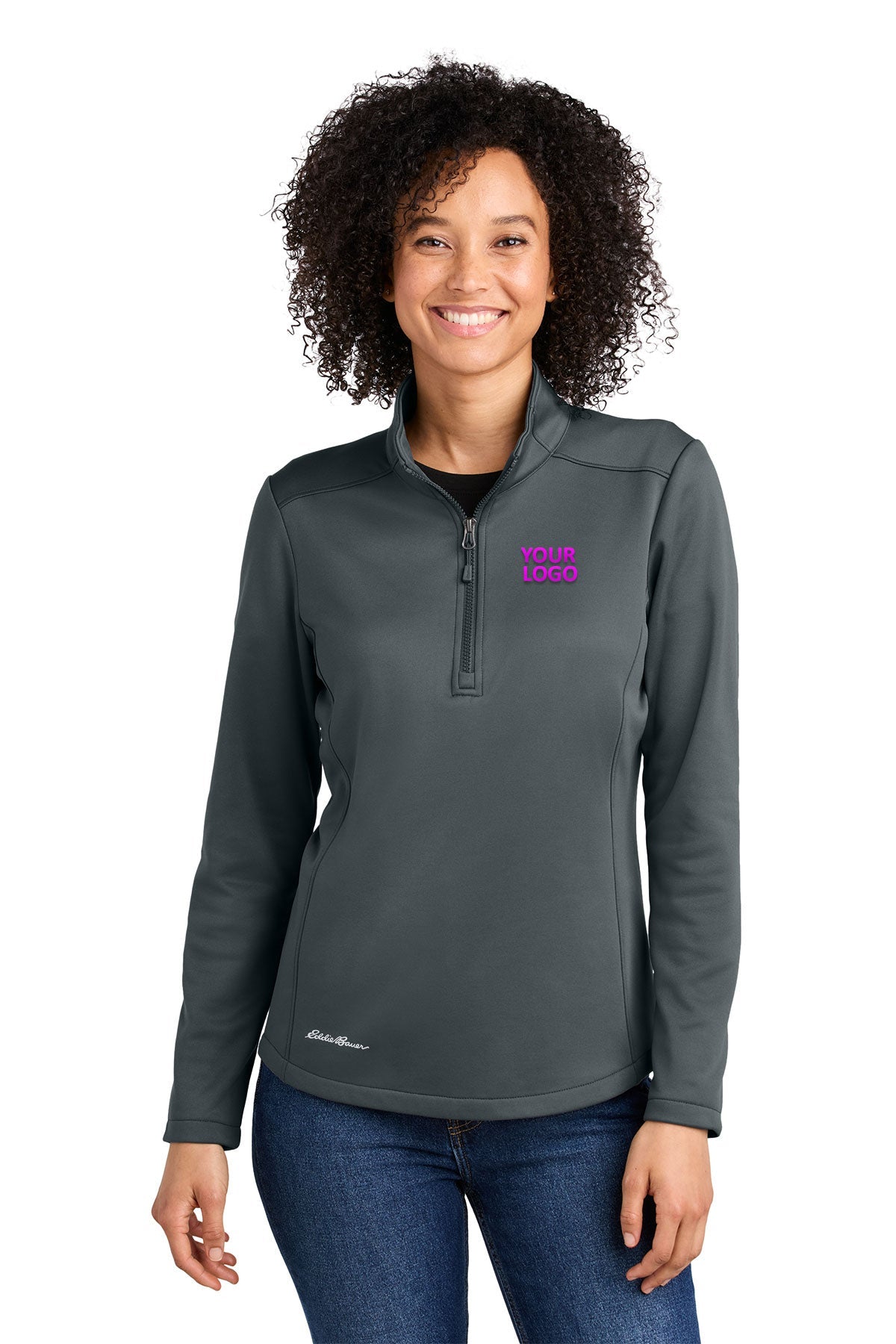 Eddie Bauer Womens Smooth Mid Layer Fleece Custom 1/2-Zips, Iron Gate [Adam Equipment]