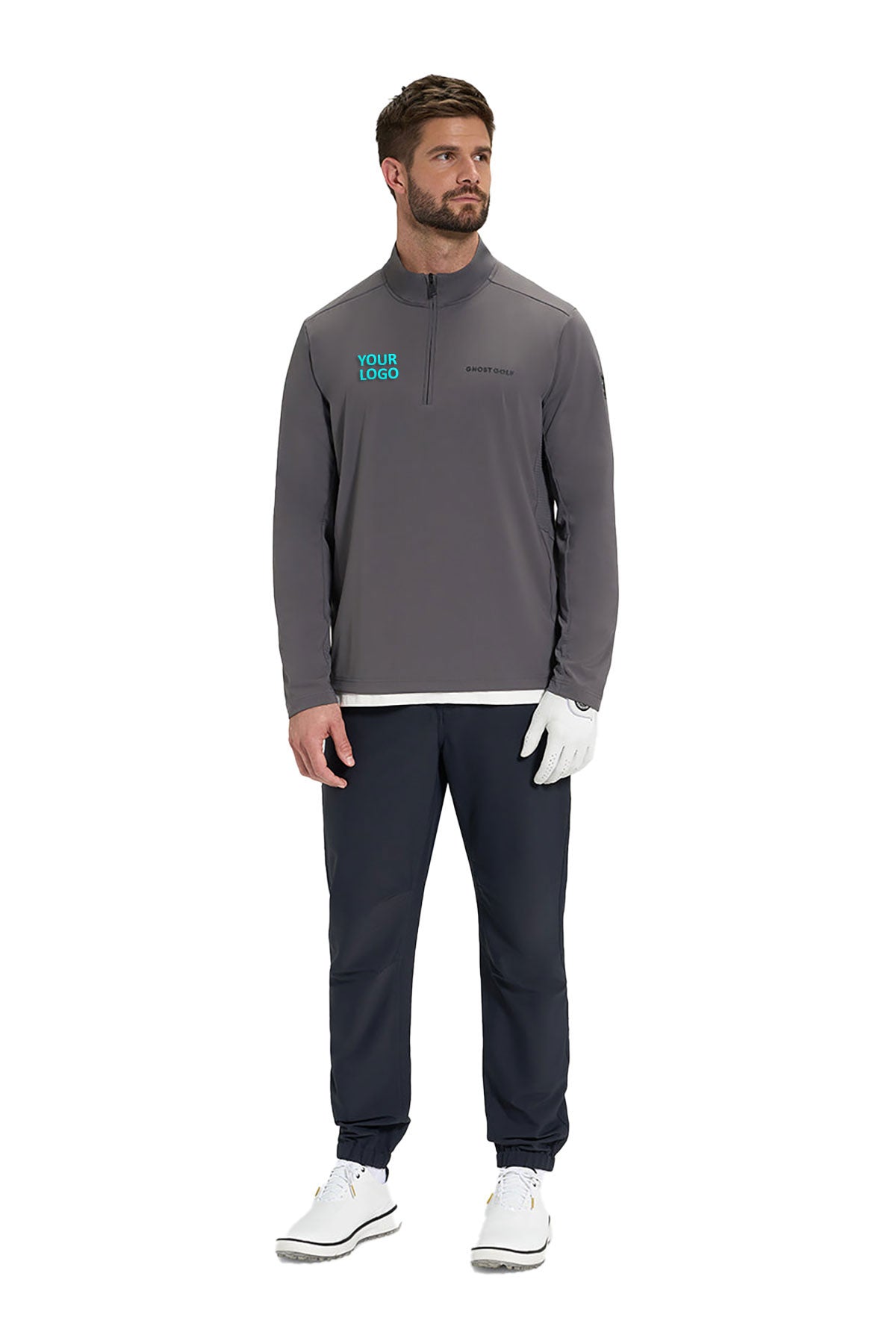 Ghost Golf 1/4 Zip Mock Custom Jackets, Iron Grey