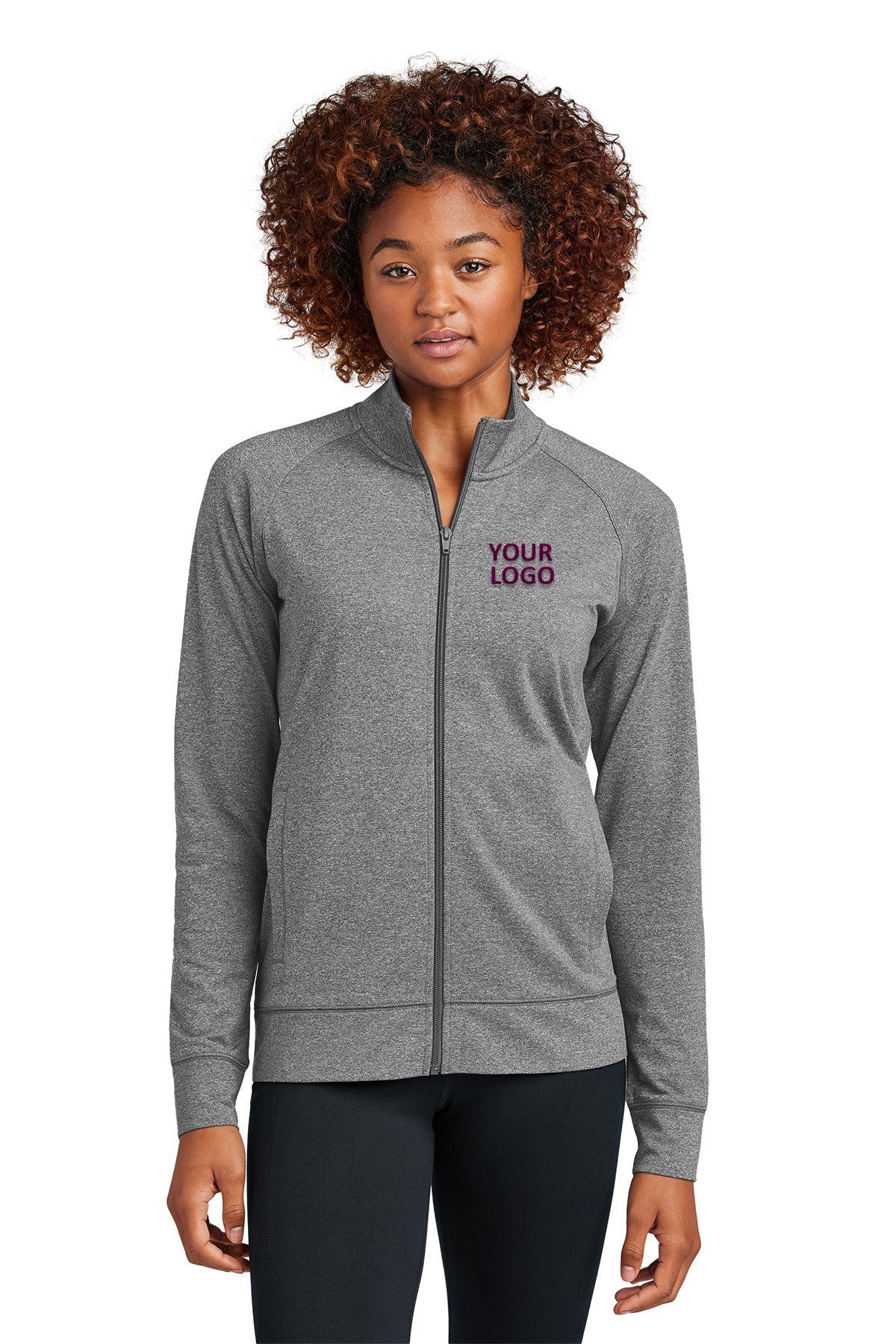 Sport-Tek Women's Custom Sport-Wick Stretch Cadet Jackets, Charcoal Grey Heather