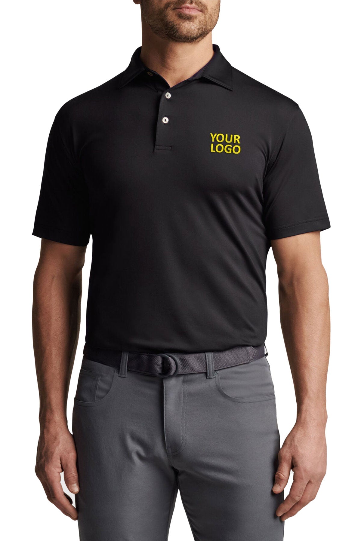 Peter Millar Performance Self Collar Custom Polos, Black [OneTouch]
