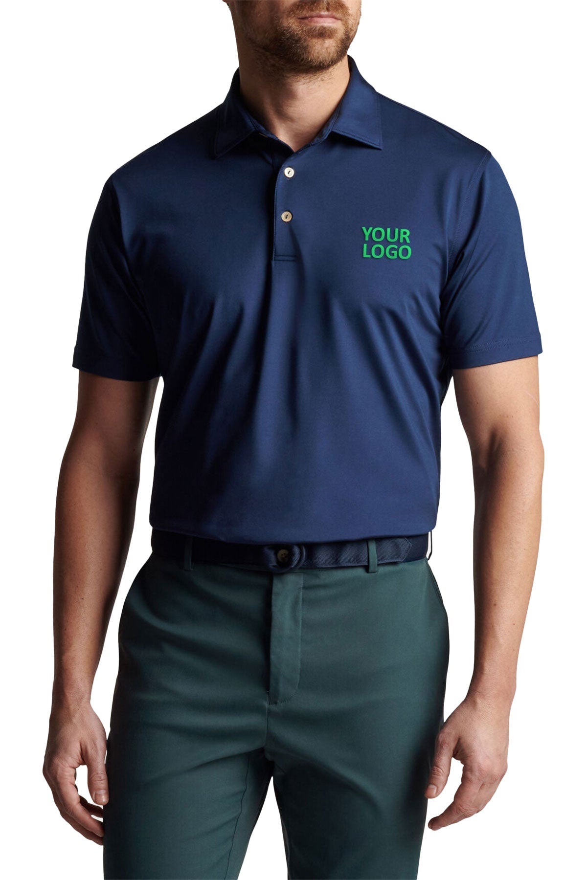 Peter Millar Performance Self Collar Custom Polos, Navy