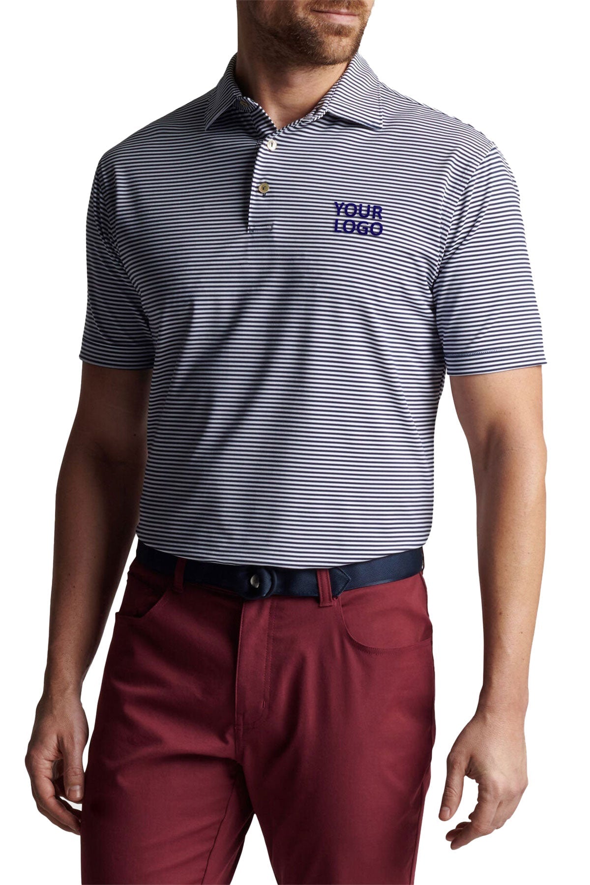 Peter Millar Hales Performance Jersey Custom Polos, Navy
