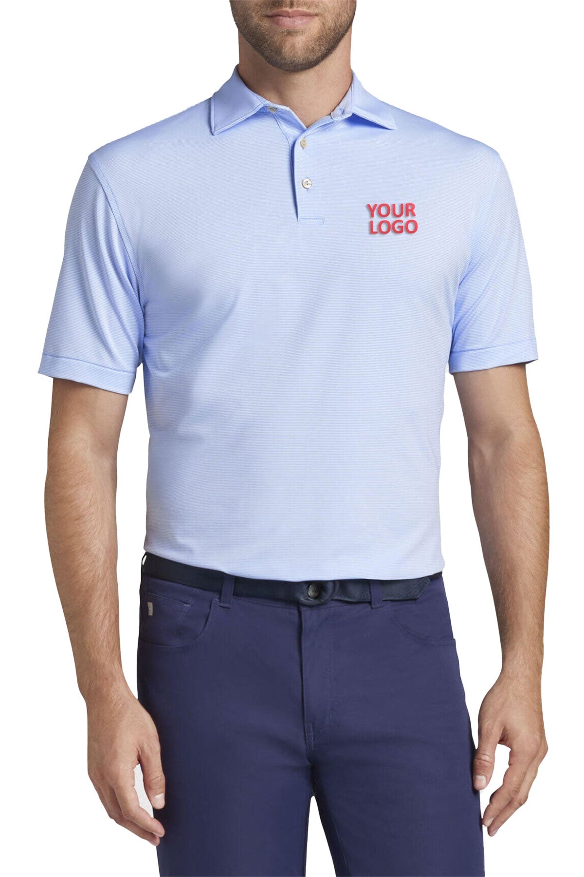 peter millar cottage blue ME0EK11S with jubilee stripe performance polo custom logo polo shirts