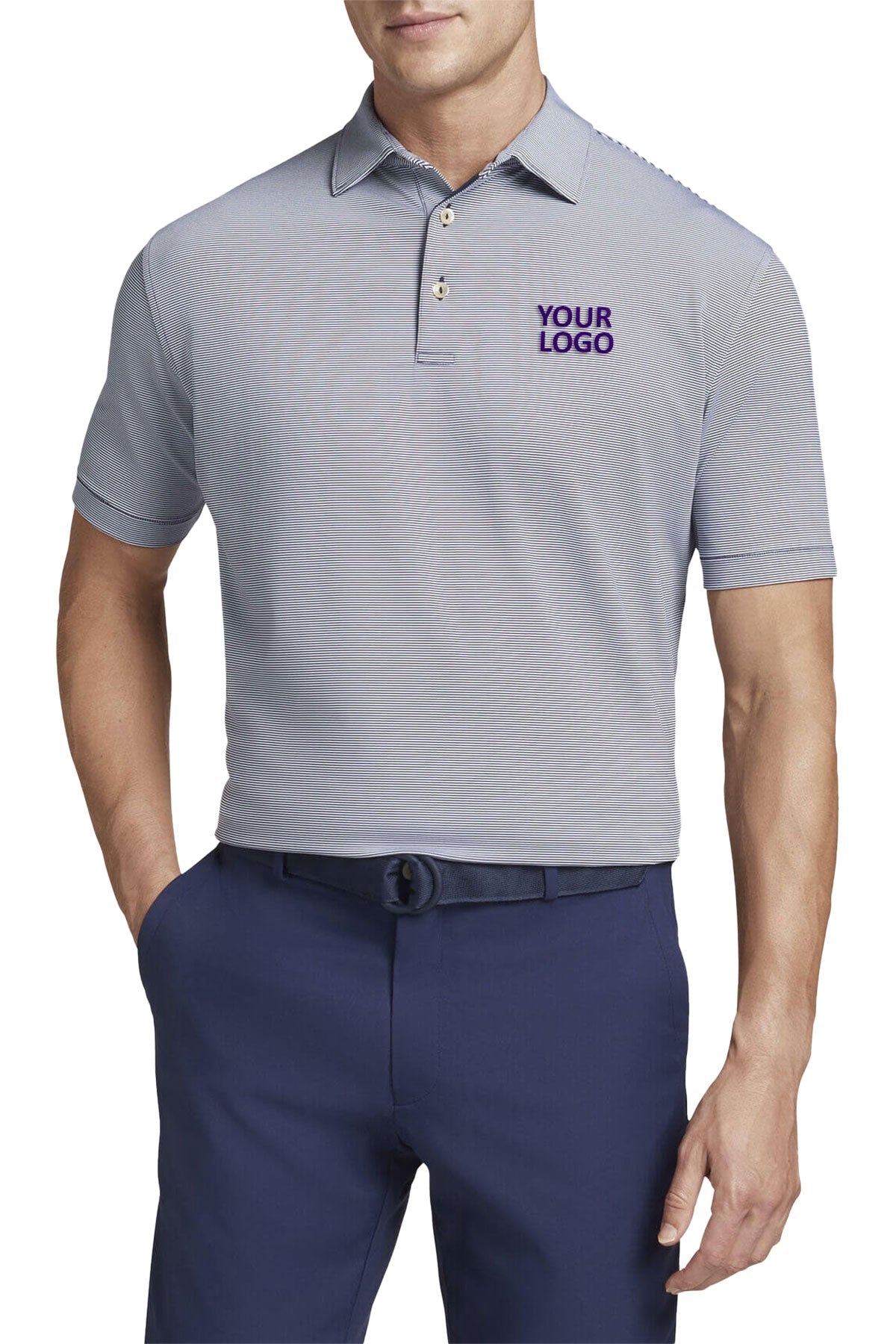 peter millar navy ME0EK11S with jubilee stripe performance polo custom logo polo shirts