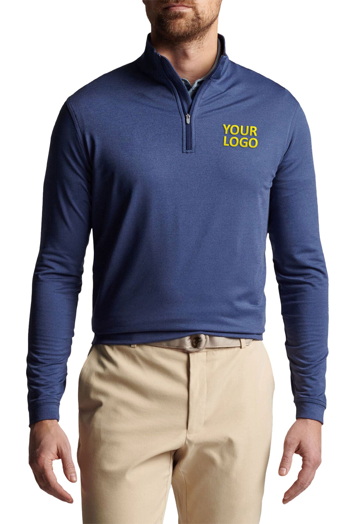 Peter Millar Perth Melange Custom Quarter Zips, Navy [Launch]