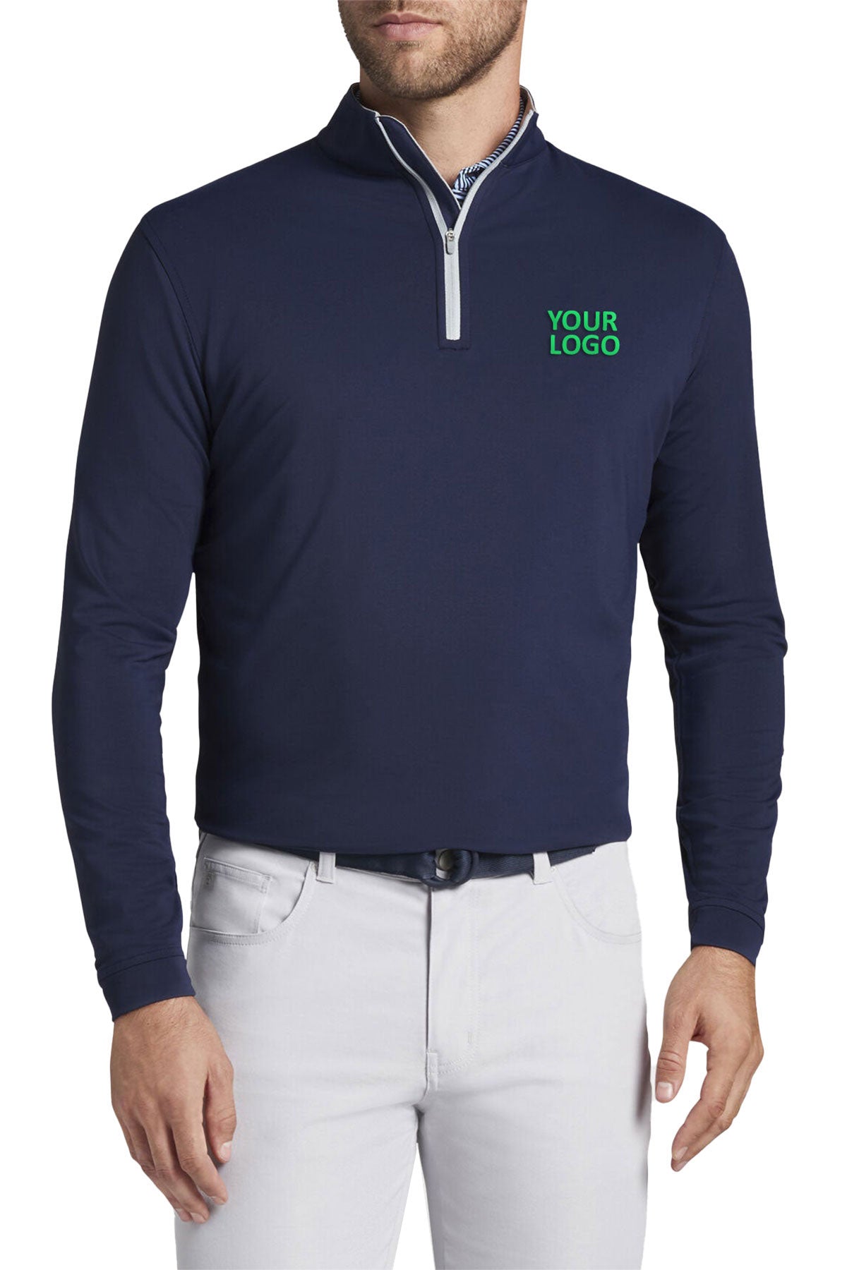Peter Millar Perth Stretch Terry Custom Quarter Zips, Navy