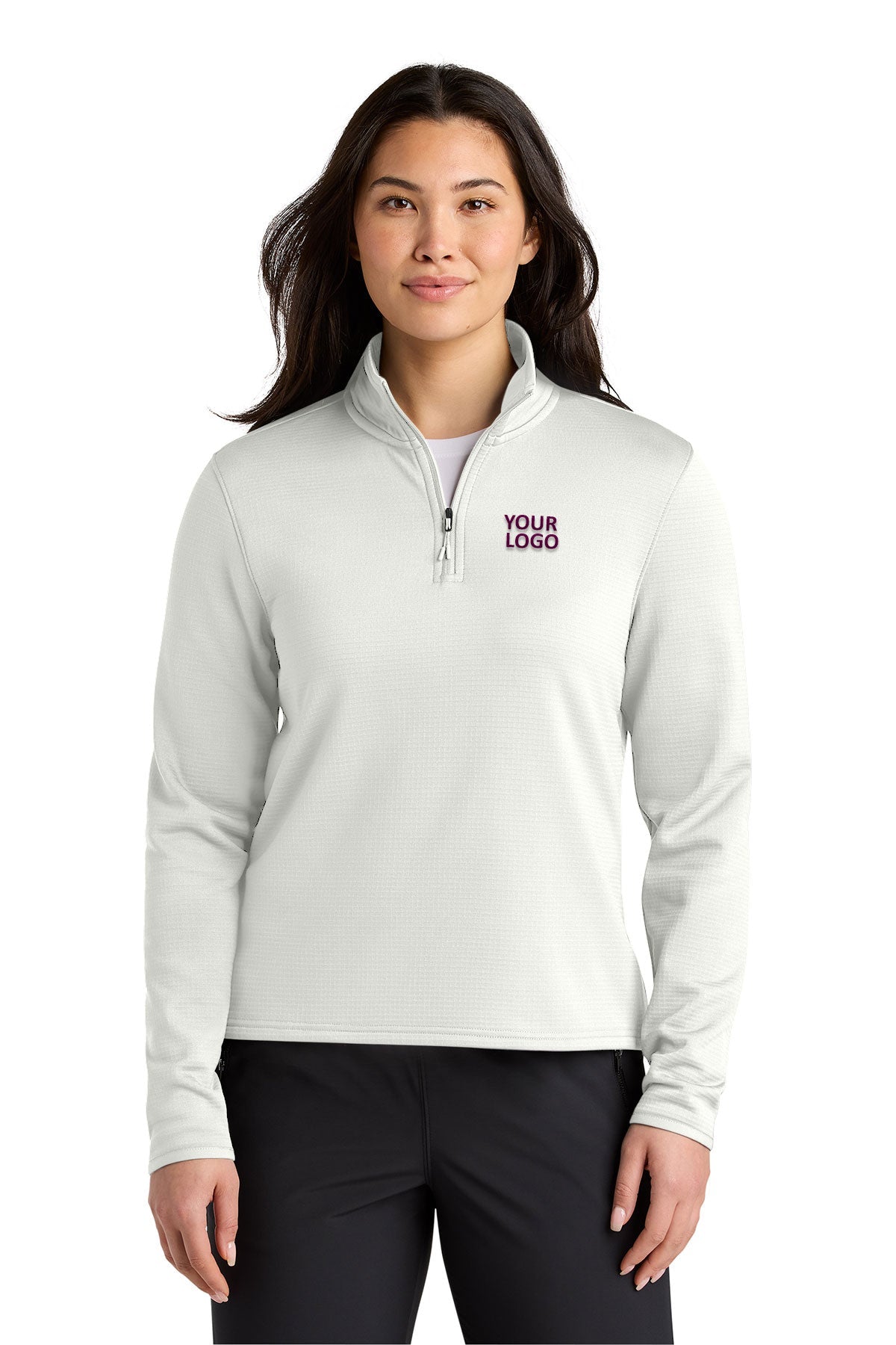 The North Face Womens Aim 1/4-Zip Custom Fleeces, White Dune