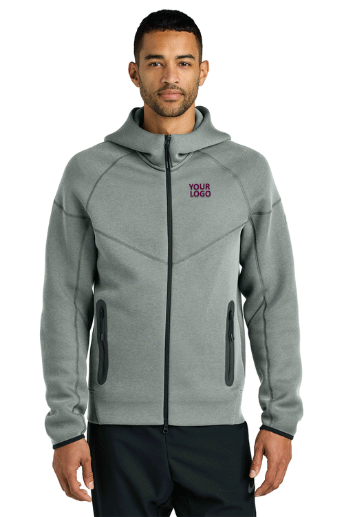 Nike Womens Tech Fleece Full-Zip Custom Hoodies, Dark Grey Heather