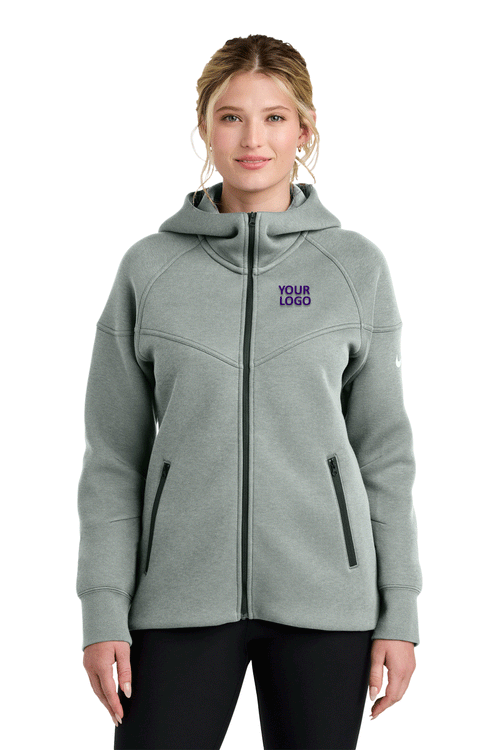 Nike Tech Fleece Full-Zip Custom Hoodies, Dark Grey Heather