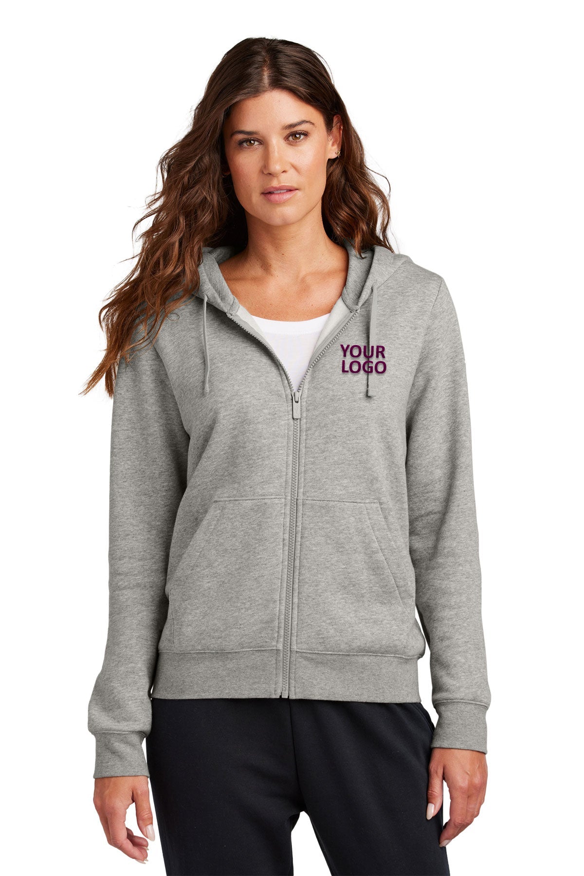 Nike Ladies Club Fleece Full-Zip Custom Hoodies, Dark Grey Heather [Fellowes Brands]