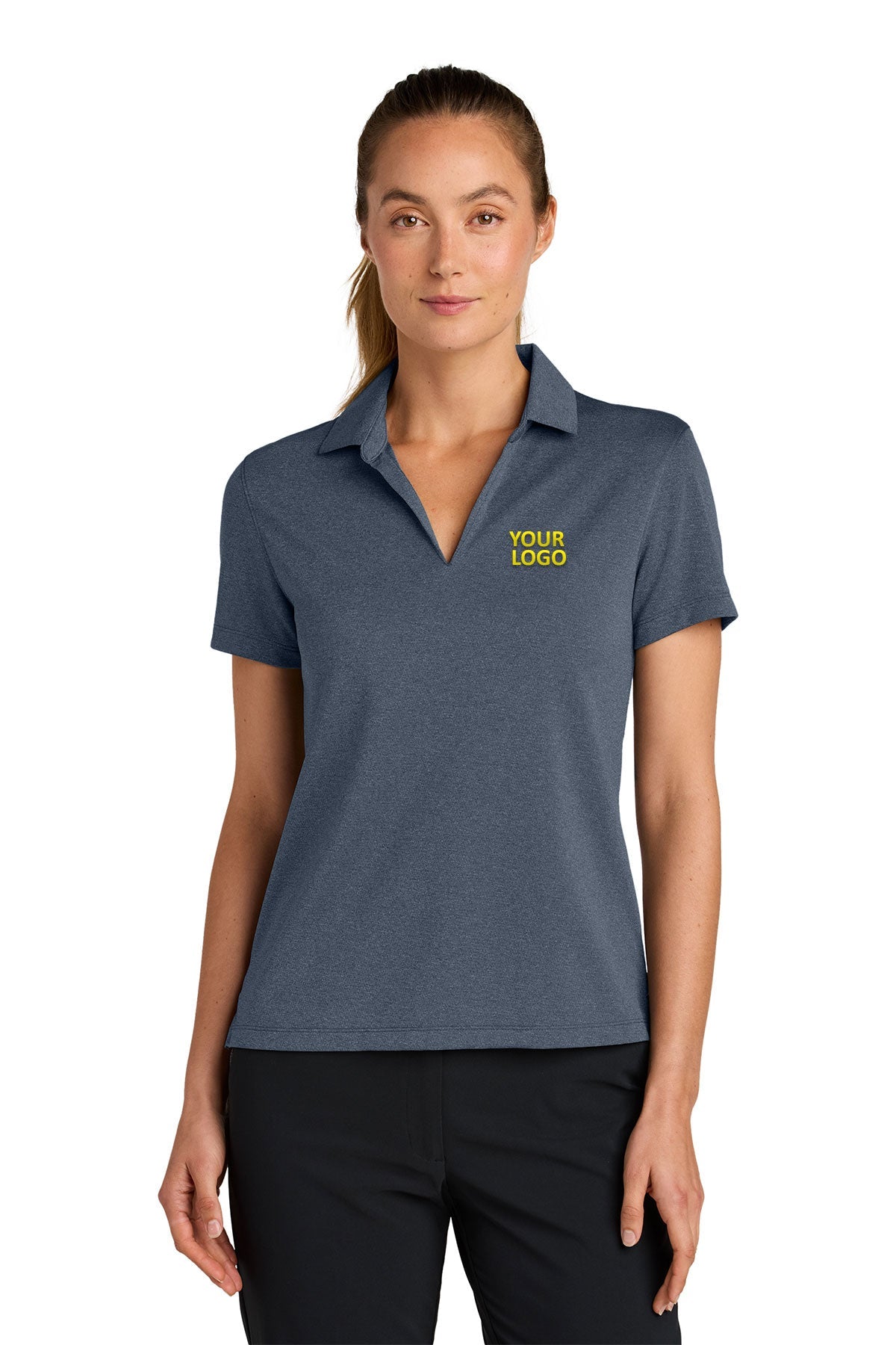 Nike Womens Dri-FIT Smooth Heather Custom Polos, Navy Heather