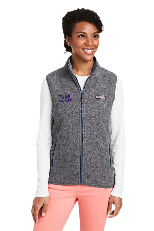 Vineyard Vines Custom Mens Harbor Fleece Vests, Charcoal Heather