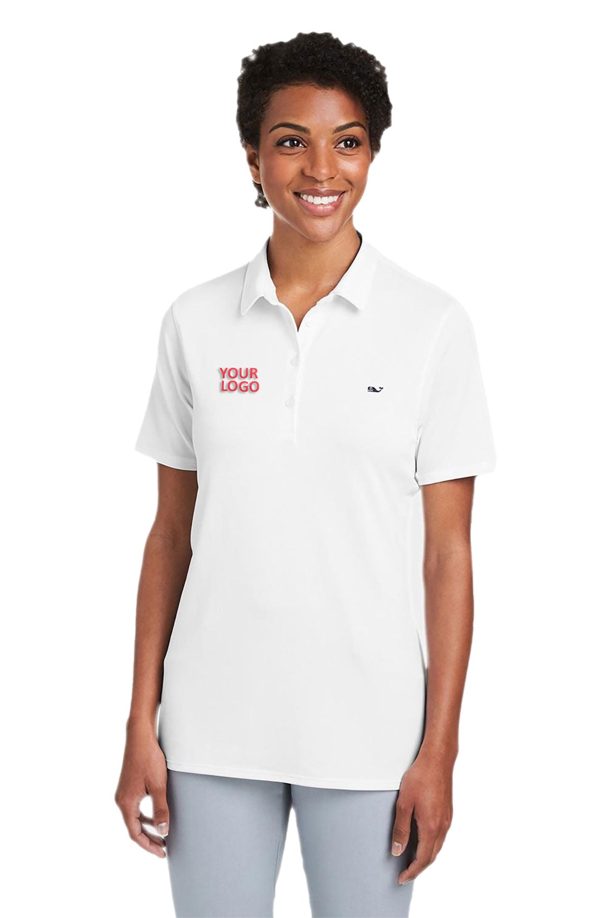 Vineyard Vines Custom Ladies Piqué Short-Sleeve Polos, White Cap