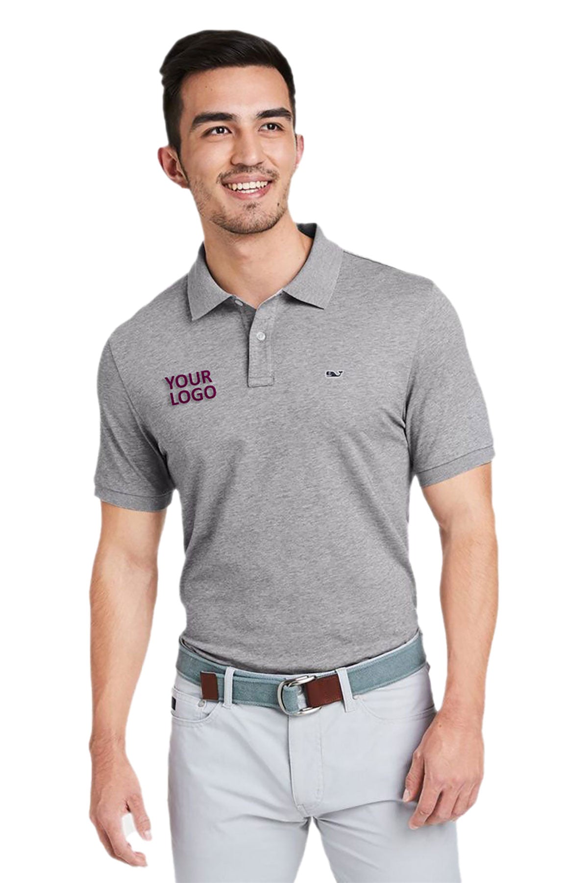 Vineyard Vines Custom Mens Edgartown Pique Short-Sleeve Polos, Barracuda