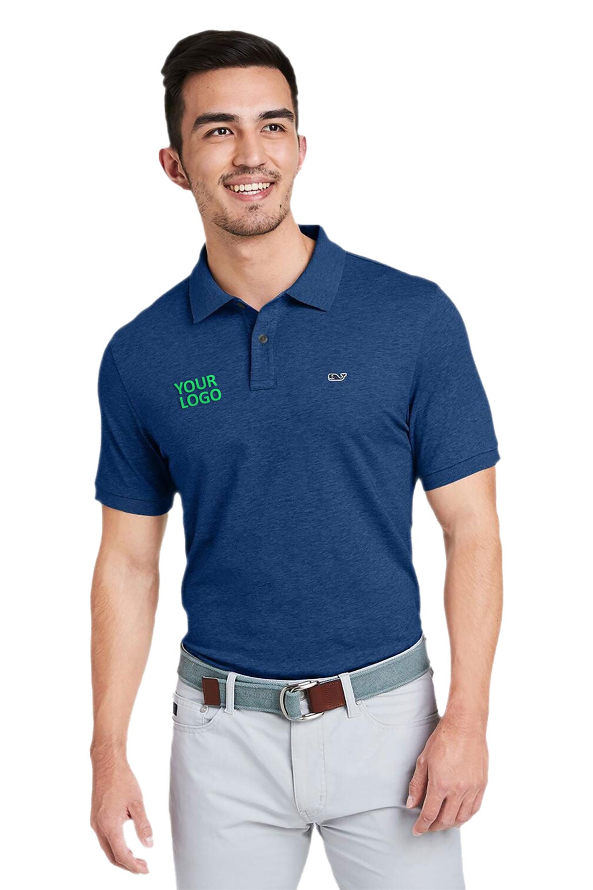 Vineyard Vines Custom Mens Edgartown Pique Short-Sleeve Polos, Deep Bay