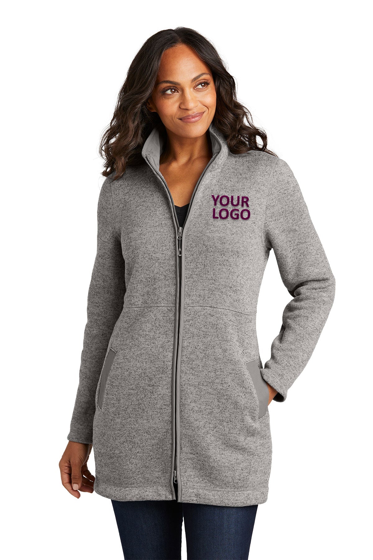 Port Authority Deep Smoke Heather L425 business logo jackets