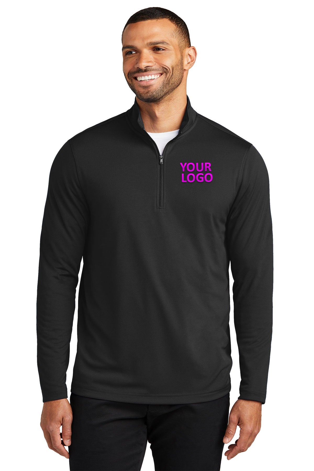Port Authority Dry Zone UV Micro-Mesh Customized 1/4-Zips, Deep Black [Bolyard Lumber and Design]