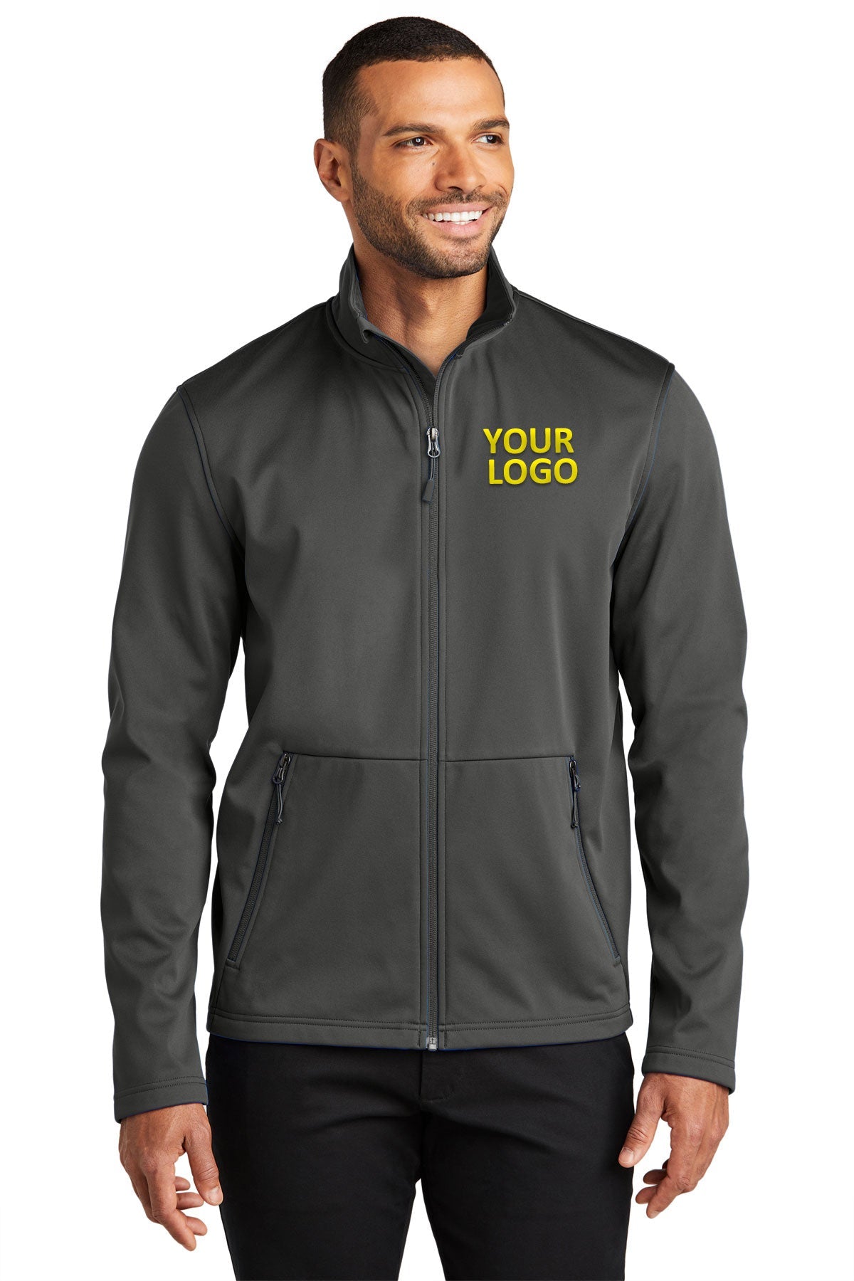 Port Authority Grey Steel J617 company embroidered jackets