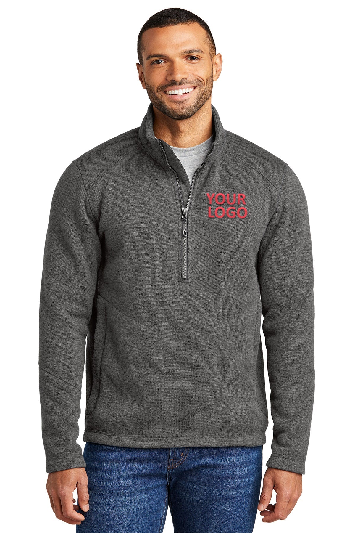 Port Authority Grey Smoke Heather F426 business jackets with logo