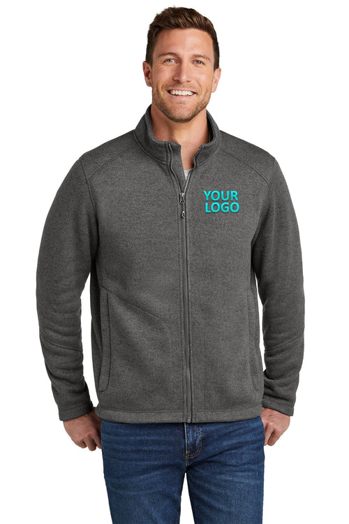 Port Authority Ladies Arc Sweater Fleece Custom Jackets, Grey Smoke Heather
