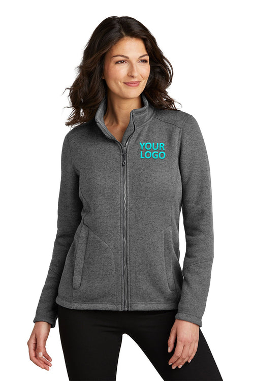 Port Authority Arc Sweater Fleece Custom Jackets, Grey Smoke Heather