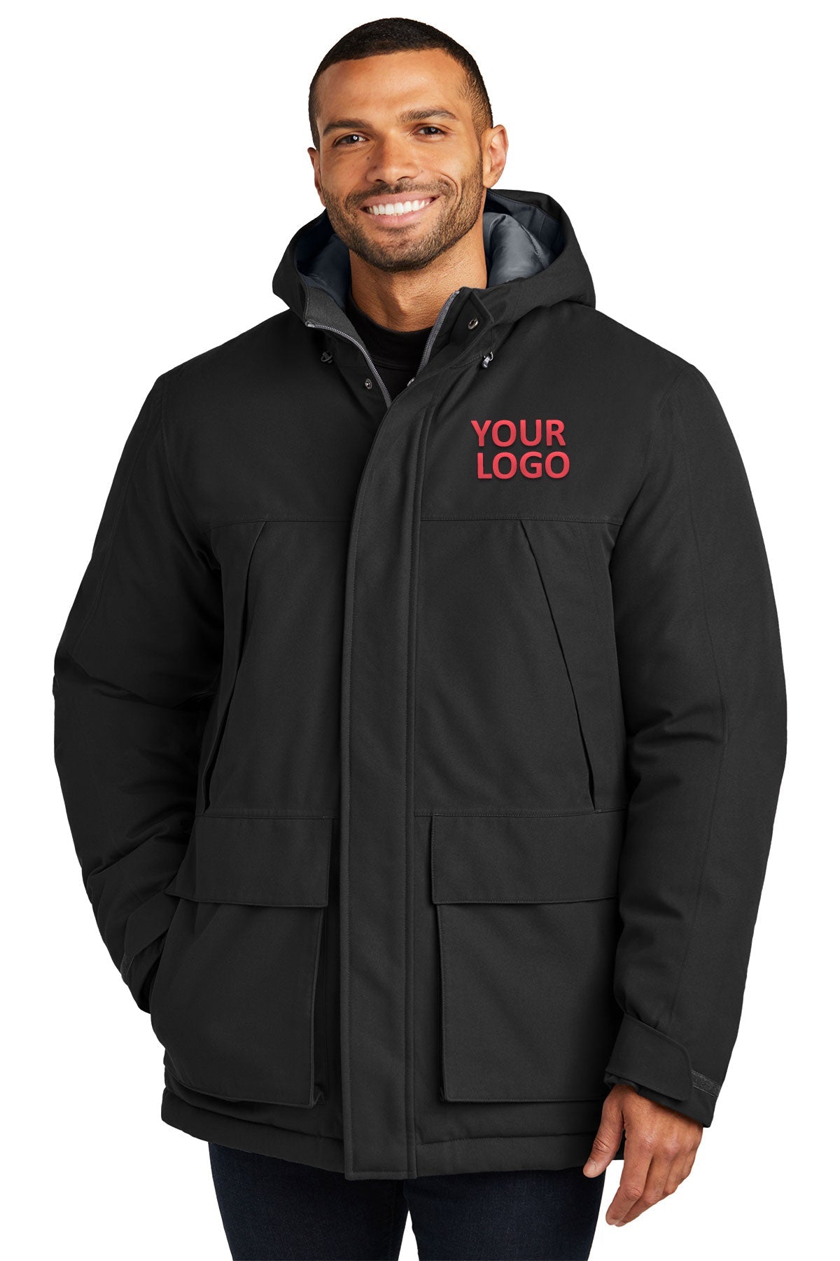 Port Authority Deep Black J363 business jackets with logo