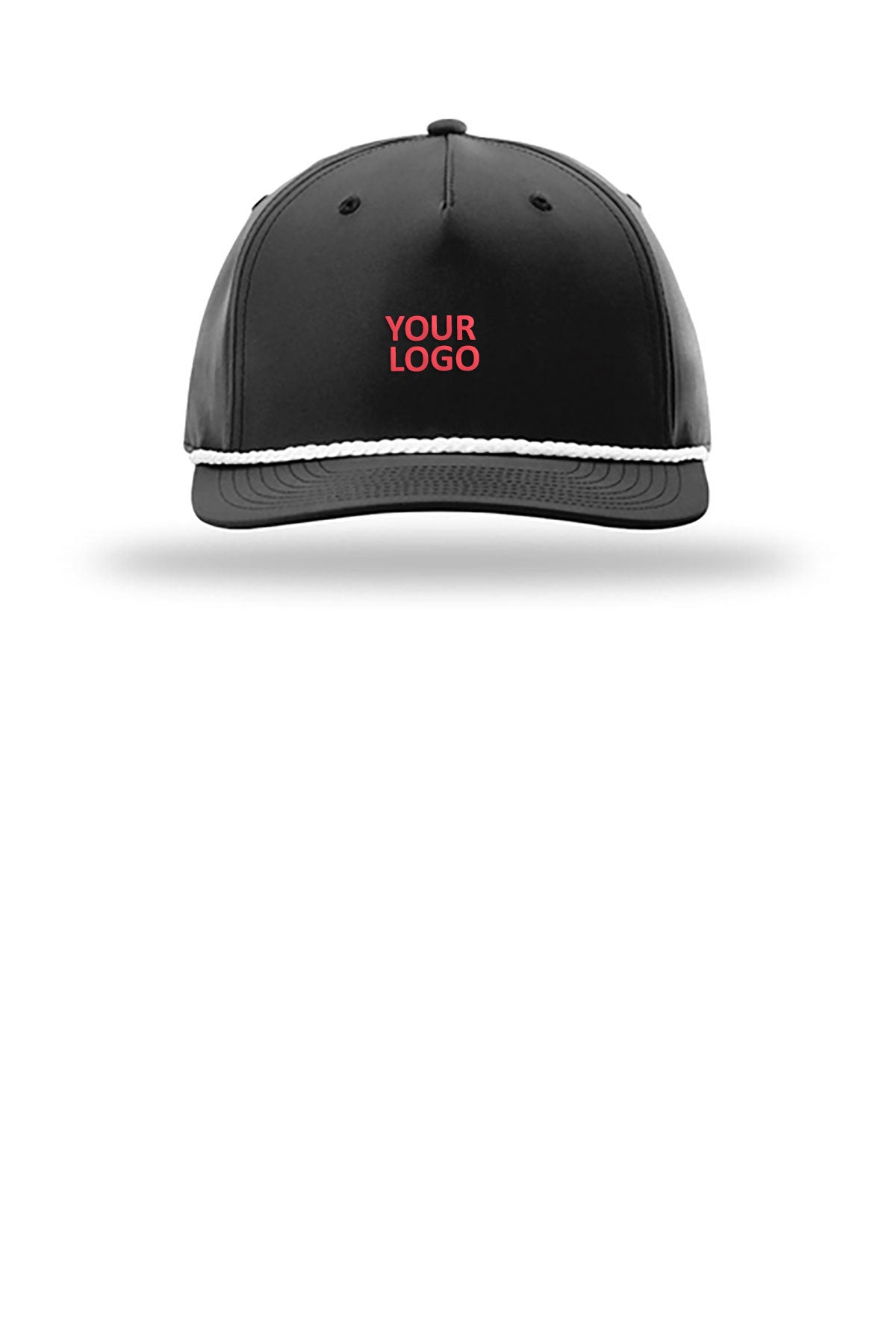 Richardson Custom 5-Panel Classic Rope Cap, Black/ White