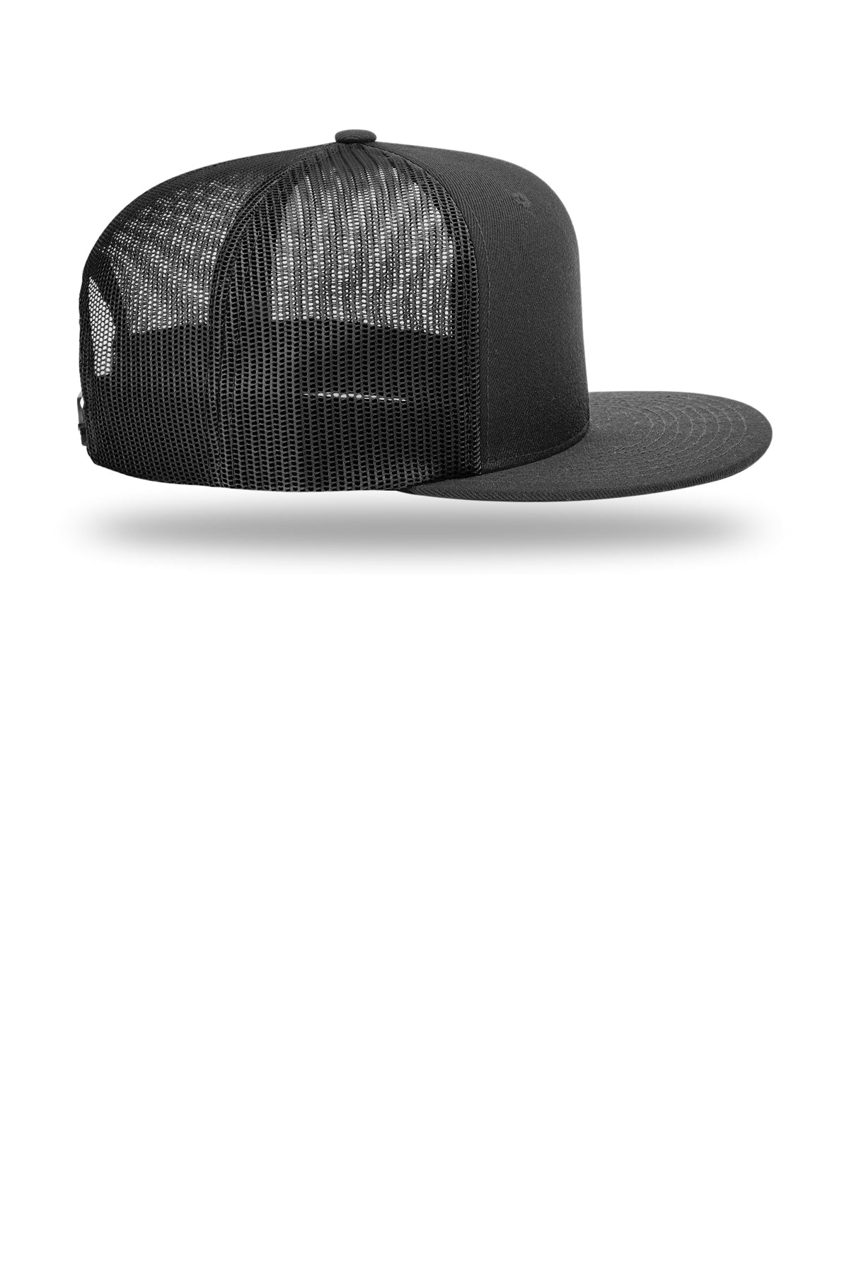 Richardson Acrylic-Wool Blend Flatbill Custom Trucker, Black
