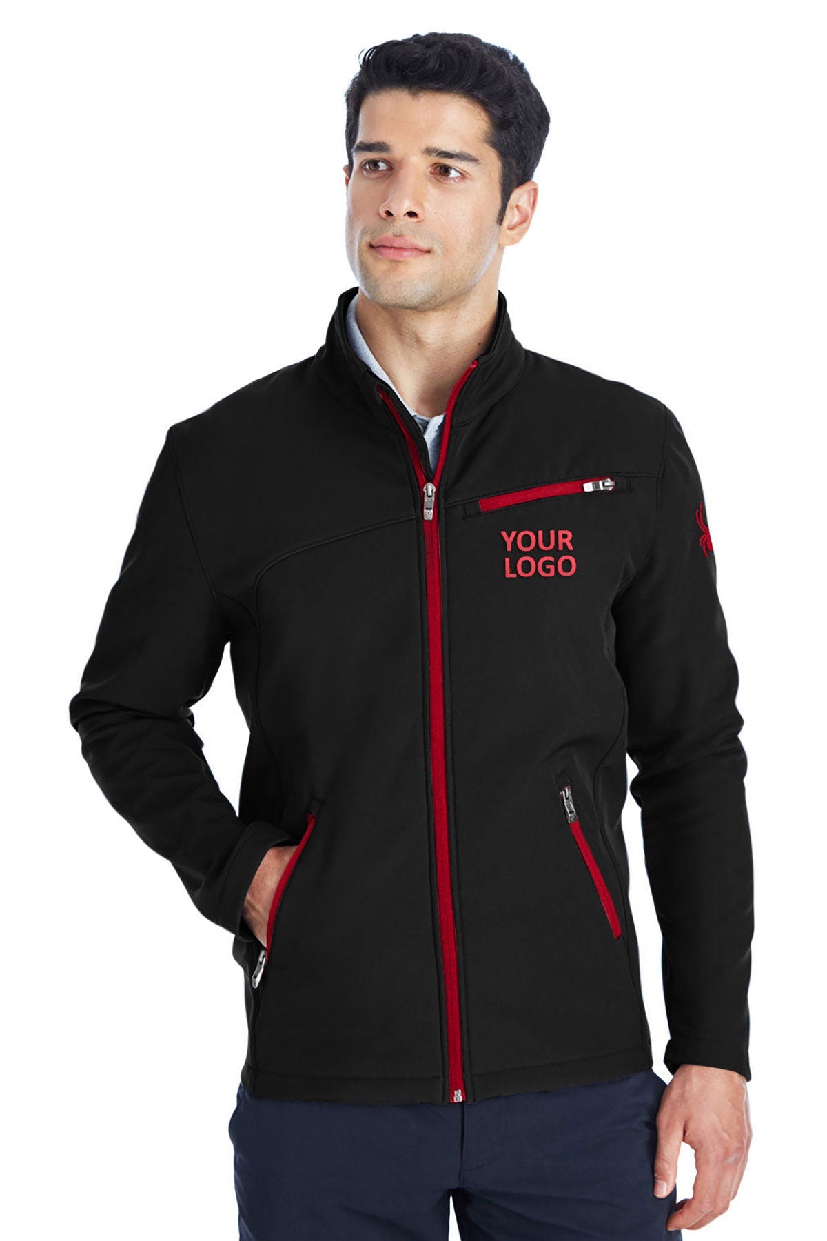 Spyder BLACK/ RED 187334 team jackets embroidered