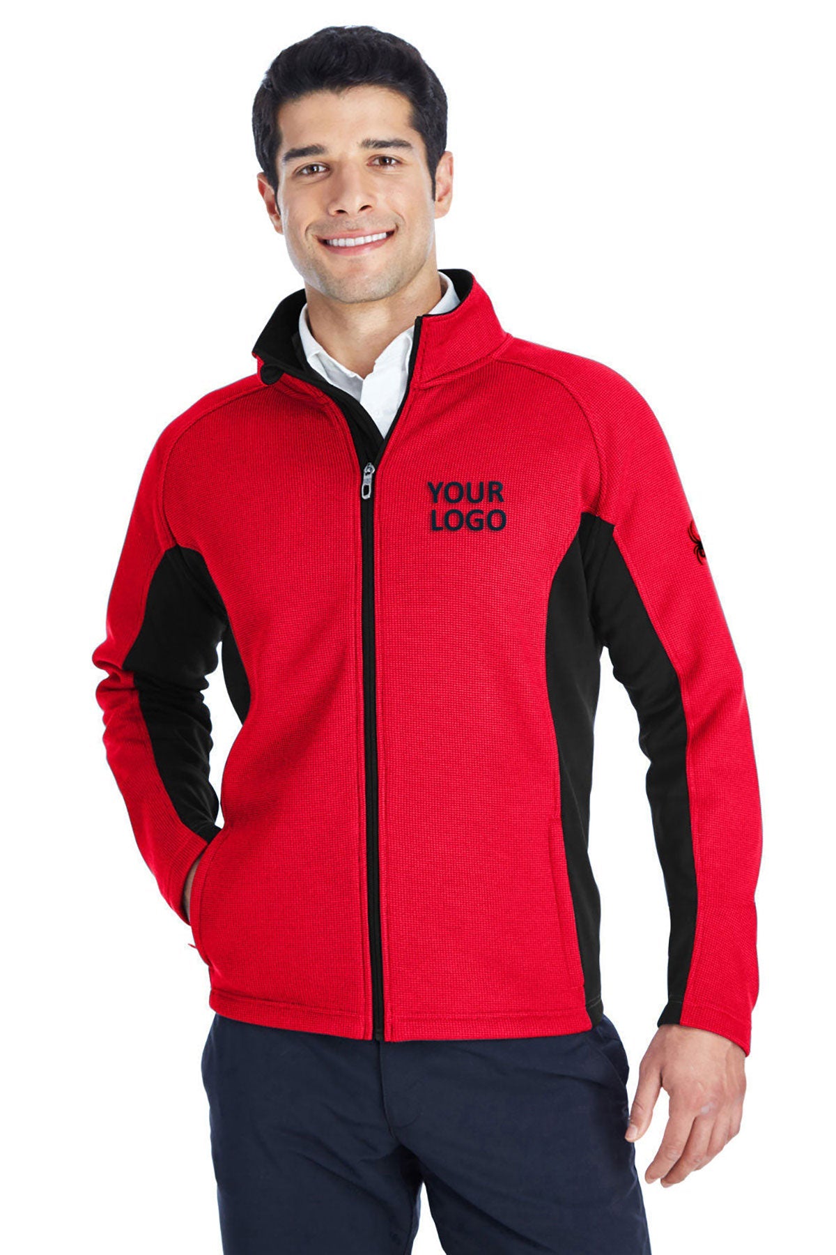 Spyder Constant Full Zip Sweaters, Fleece Red/ Black/ Blk