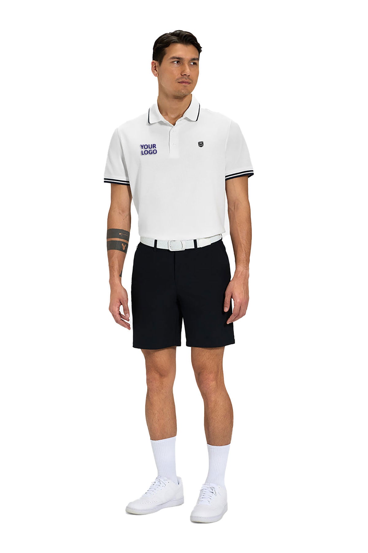 Ghost Golf Spectator Tipped Collar Custom Polos, White [Prive Haus]