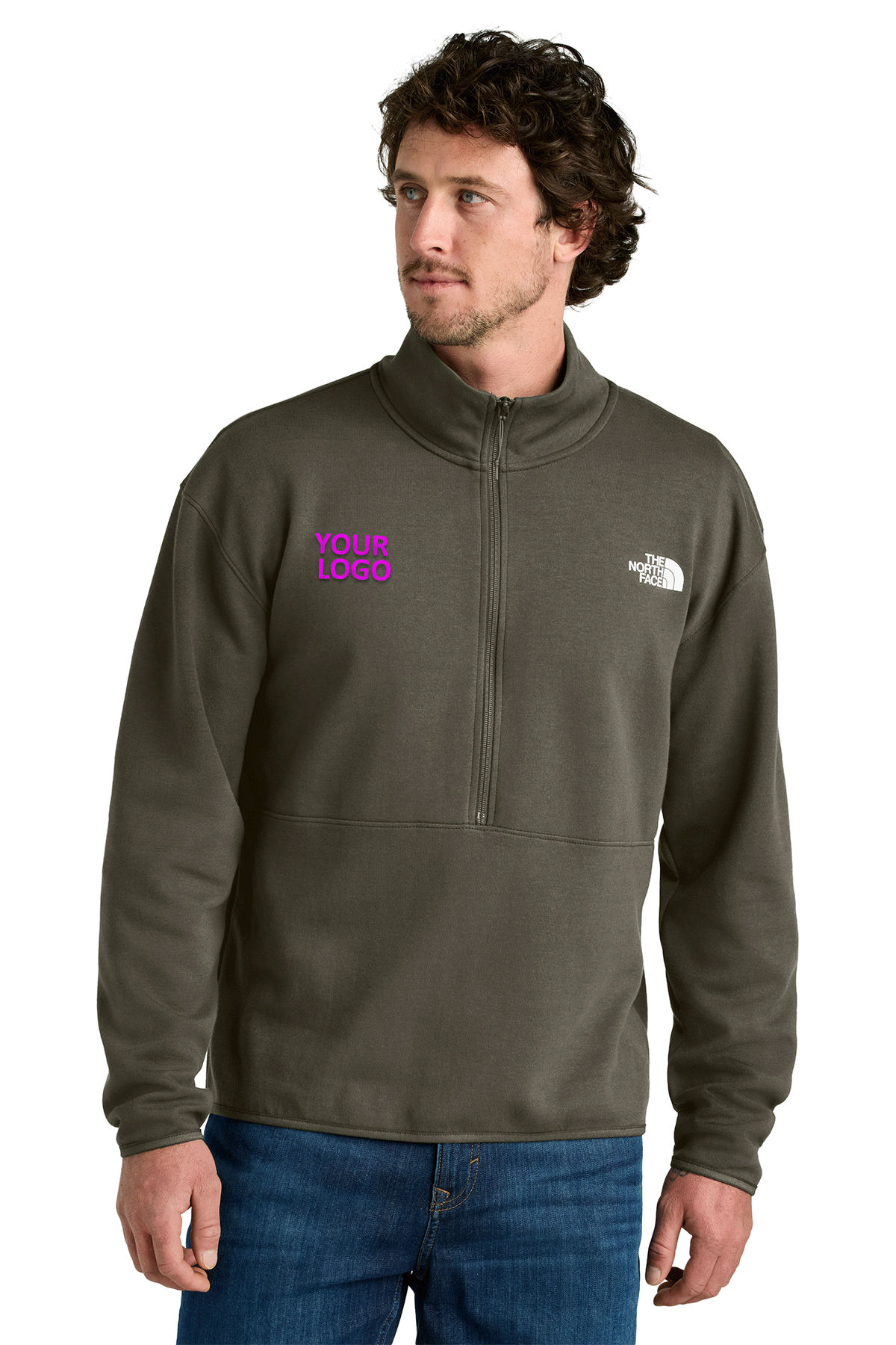 The North Face Double-Knit 1/2-Zip Custom Fleece, New Taupe Green