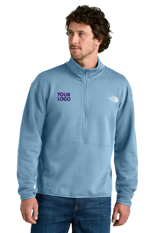 The North Face Womens Double-Knit 1/2-Zip Custom Fleece, Steel Blue