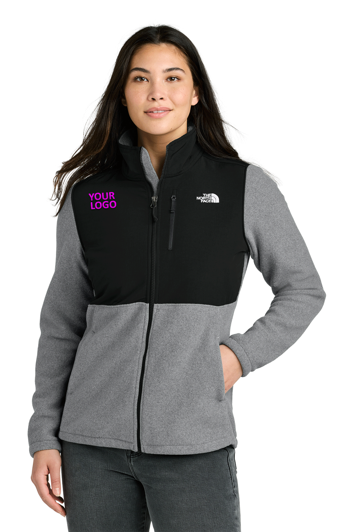 The North Face Medium Grey Heather NF0A8BUR jackets with company logo